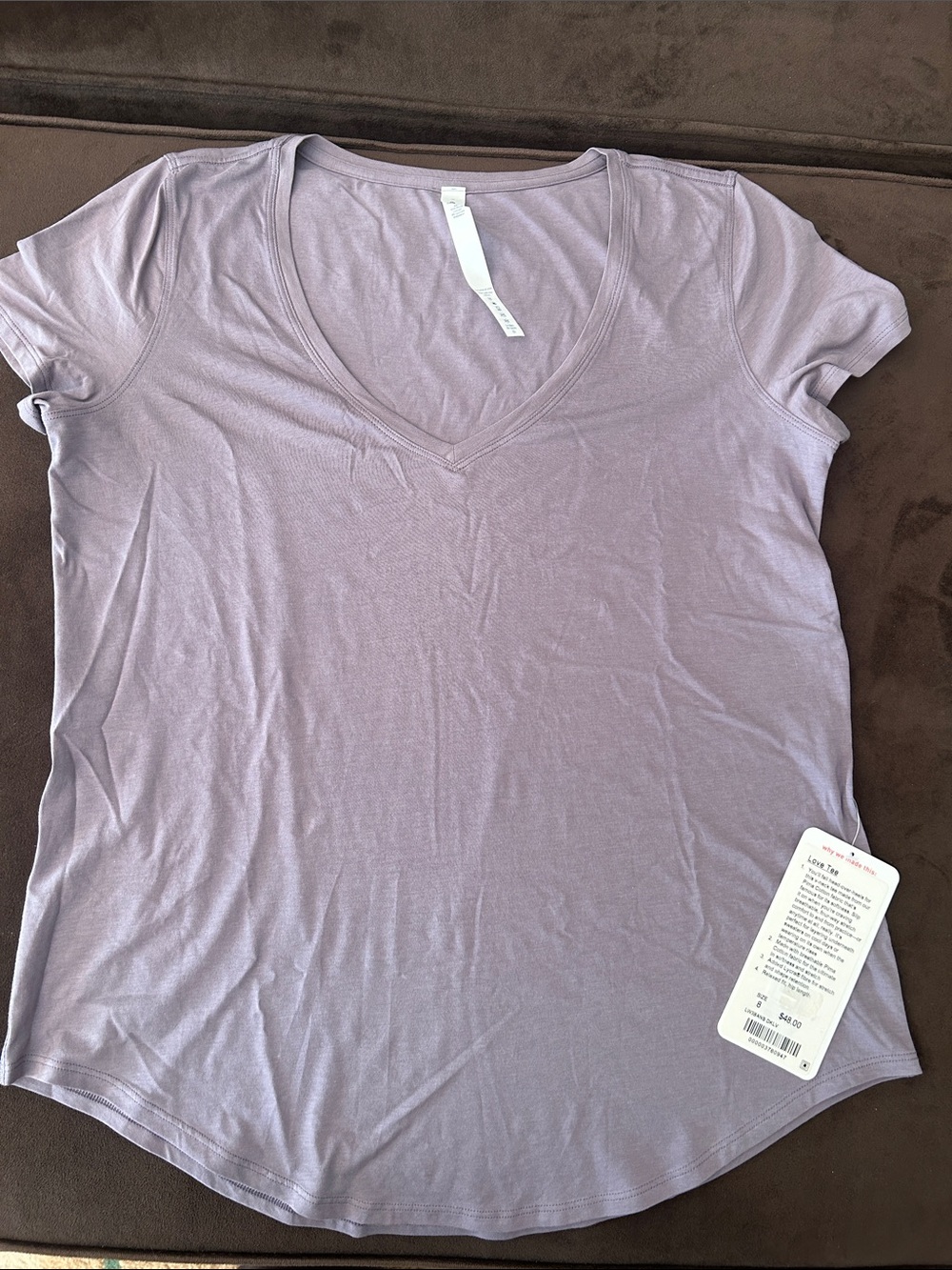NWT VINTAGE LULULEMON Love Tee Short Sleeve V-Neck Tee Dark Chrome Sz 8